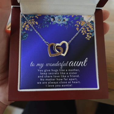 To My Wonderful Aunt - Interlocking Hearts Necklace - Gift Set - SLDDL0120 - Sunshine Letters Co